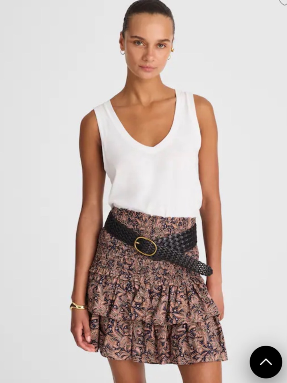 Madewell Tiered Mini Skirt in Maya Paisley Baked Clay Size 2 RT $118 CURRENT!!!